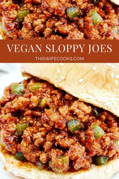 Vegan Sloppy Joes, Vegan Ground Beef, Healthy Vegan Dinner Recipes, Crockpot Meal, Whole Food Plant Based, Mom Recipes, Real Foods, Sloppy Joes Recipe, Vegan Burgers