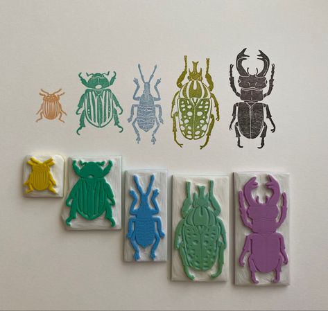 Beetle Art, Carved Stamps, Lino Art, Art Stamps, Hand Carved Stamps, Art Mignon, Posca Art, Stamp Carving, Bug Art