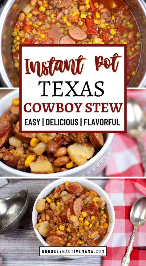 Instant Pot Cowboy Stew, Texas Cowboy Stew Instant Pot, Instant Pot Stew Beef Recipes, Instant Pot Stew Recipes, Texas Cowboy Stew Recipe, Instant Pot Meat, Cowboy Stew Recipe, Texas Cowboy Stew, Instant Pot Stew