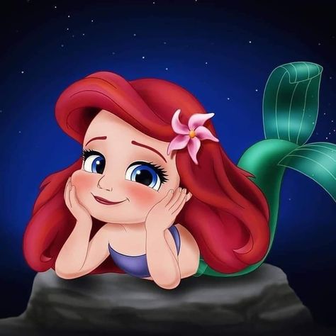 Ariel Drawing, Baby Disney Characters, Ariel Disney, Kawaii Disney, Cute Disney Drawings, Images Kawaii, Karakter Disney, Mermaid Disney, Disney Princess Drawings