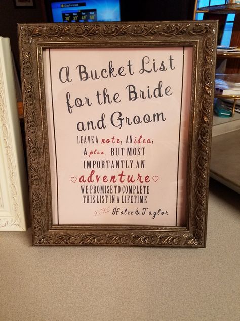 Wedding Bucket List Bride And Groom Bucket List, Drink Bucket Ideas, Bucket List Wedding, Wedding Bucket List, Wedding Memory Book, Wedding Bucket, Cards For Wedding, Plan Wedding, Bucket Ideas