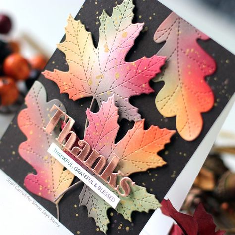 Color Coordinates with Shari Carroll: Fall Thanks - Simon Says Stamp Blog Simon Says Stamp Blog, Weekend Crafts, Leaf Cards, Honey Bee Stamps, Beautiful Handmade Cards, Thanksgiving Cards, Fall Cards, Simon Says, Crafty Diy