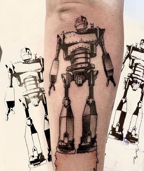 Atlantis Tattoo Ideas, Iron Giant Tattoo, Giant Tattoo, Pop Culture Tattoos, Robot Tattoo, Culture Tattoos, Mayan Tattoos, In The Feels, Healthy Bodies