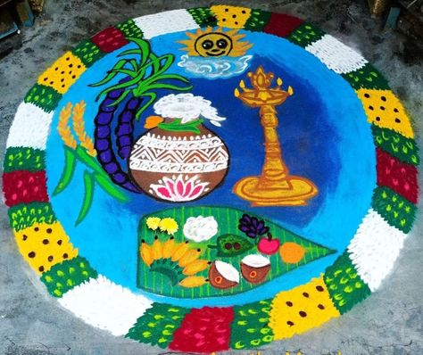 Pongal Designs, Ayudha Pooja, Pongal Rangoli, Margazhi Kolam, Poster Rangoli, Pongal Kolam, Big Rangoli, Colorful Rangoli, Simple Rangoli Designs Images