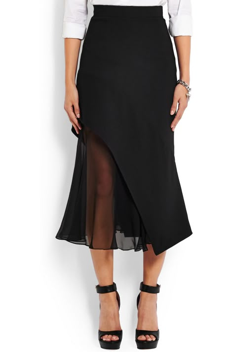 Black Chiffon Skirt Outfit, Chiffon Skirt Outfit, Givenchy Belt, Stylish Business Outfits, Givenchy Bracelet, Givenchy Shirt, Givenchy Sandals, Modern Skirt, Tango Dress