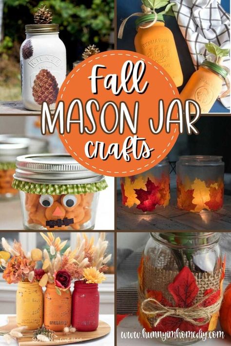 Childhood Dinners, Mason Jar Fall Crafts, Pretty Jars, Fall Mason Jar Crafts, Handmade Tale, Fall Jars, Fall Crafting, Fall Mason Jars, Mason Jar Projects