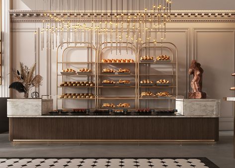 VICO BAKERY IN KSA on Behance Cafe Design Inspiration, Living Room Lighting Design, Patisserie Design, Modern Coffee Shop, Bakery Shop Design, Modern Restaurant Design, Bakery Interior, Bakery Design Interior, Modern Cafe