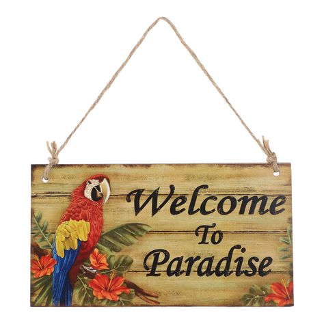 PRICES MAY VARY. 【Welcome to Paradise Sign】Adds instant personality to a space with cool print Welcome to Paradise. And comes with a jute rope for hanging. 【Beach Wooden Sign】The beach wooden sign is made of premium wood material, retro design, no scratches on the plane, moderate hardness, high- definition printing, clear color, non- fading, slightly matte, weather- resistant and waterproof. 【Beach Theme Decorations】Suitable for indoor and outdoor use. Perfect for Hawaii beach themed party. Grea Hawaii Decorations, Childrens Party Decorations, Custom Street Signs, Welcome To Paradise, Attention Grabber, Hawaiian Decor, Wood Signs Home Decor, Wooden Welcome Signs, Beach Themed Party