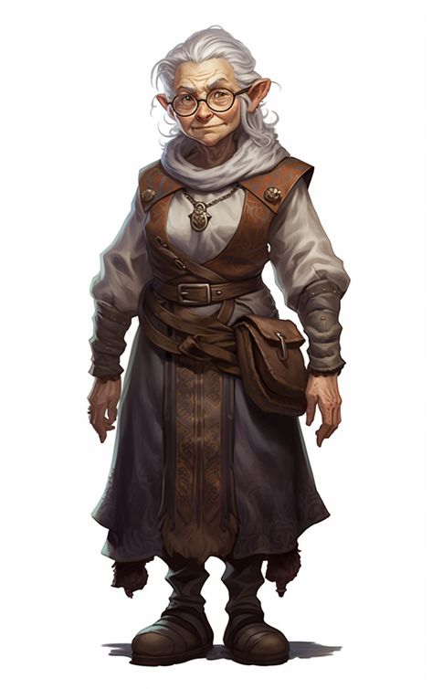 Dnd Merchant, Black Dnd Characters, Halfling Rpg, Gnome Character Art, D&d Npc, Old Adventurer, Halfling Female, Pandaren Monk, Dnd Halfling