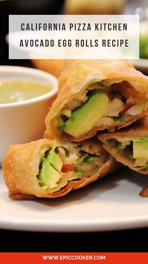 California Pizza Kitchen Avocado Egg Rolls Recipe – Epic Cooker California Pizza Kitchen Avocado Egg Rolls, Avocado Club Egg Rolls California Pizza, California Pizza Kitchen Egg Rolls, Cpk Avocado Egg Rolls Recipe, Chicken Avocado Egg Rolls, Pizza Eggrolls, Avacado Egg Rolls, Egg Rolls Baked, Pizza Egg Rolls