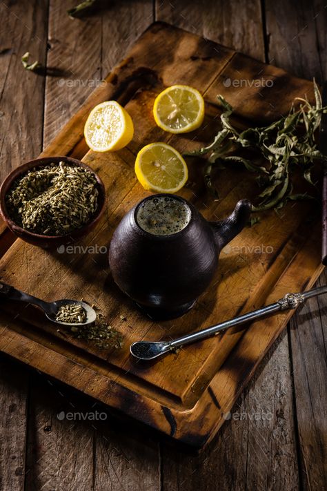 Yerba mate - Latin American hot drink herb tea by lblinova. Yerba mate ¨C Latin American hot drink herb tea in clay mug on wooden table #Sponsored #American, #hot, #drink, #Yerba Mate Drink, Clay Mug, Herb Tea, Yerba Mate, Clay Mugs, Latin American, Wooden Table, Letterhead, Wooden Tables