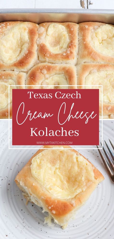 Kolache Recipe Czech, Cheese Kolache Recipe, Cream Cheese Kolache Recipe, Sweet Yeast Dough, Kolache Recipe, Sugar Dough, Cream Cheese Rolls, Yeast Dough, Czech Recipes