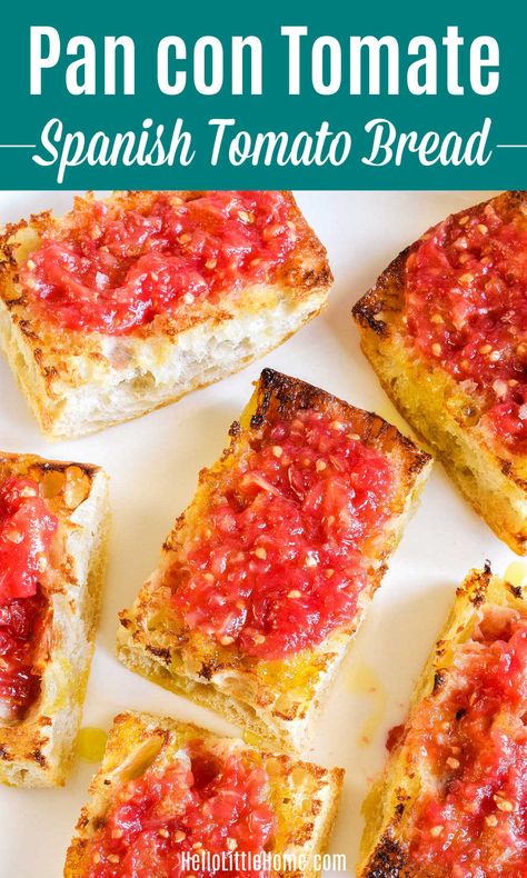 Spanish Tomato Bread, Pan Con Tomate Recipe, Sandwich Buffet, Easy Spanish Recipes, Tomato Toast, Vegetarian Sandwich Recipes, Spanish Appetizers, Tapas Party, Olive Oil Bread