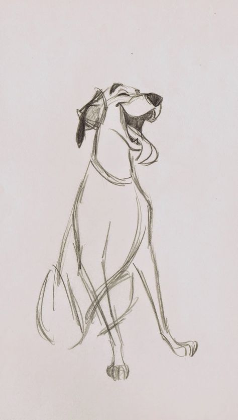 Dogs Animated, Dogs Sketch, Sketch Disney, Milt Kahl, 101 Dalmations, Dog Sketch, Disney Dogs, Disney Concept Art, Disney Sketches