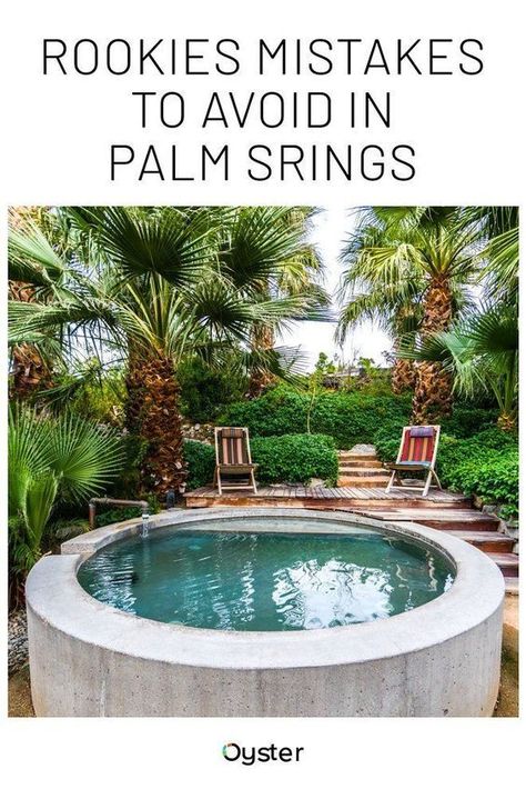 Palm Springs has been one of the most glamorous and fun places to visit in California since it served as an upscale escape for Hollywood stars in the '50s. Today, the city still serves as a retreat for the glitzy Los Angeles crowd, plus it's also the epicenter of Coachella, Stagecoach, and a thriving LGBTQI scene. But don't let the aquatic name mislead you -- Palm Springs is very much a desert city within the Coachella Valley. Here are some rookie mistakes you'll want to avoid. Palm Springs Spa, Palm Springs Bach, Fun Places To Visit, Places To Visit In California, Palm Springs Resorts, Palm Springs Vacation, Desert City, Palm Desert California, Palm Springs Hotels