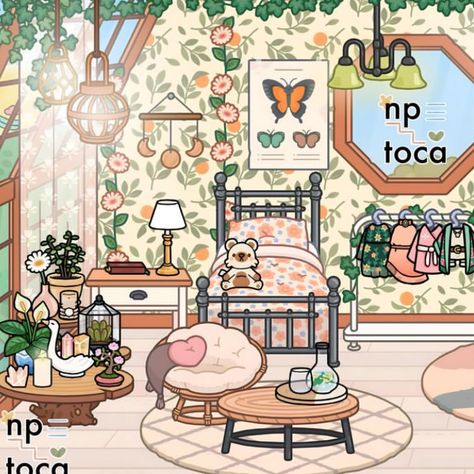 ⩇ּ⩇  ʿ  ɞ   ࣪ ˖ 𓂃 𝗰𝗿𝗲𝗱𝗶𝘁 : @/np_toca ( on insta ) Toca Boca Aesthetic Bohemian House, Toca Boca Girl Room Ideas, Tocaboca Bohemian House, Vintage Toca Boca House, Toka Boka World Room, Toca Boca Bedroomideas, Bad Room Ideas, Cottagecore House, Cottagecore Bedroom