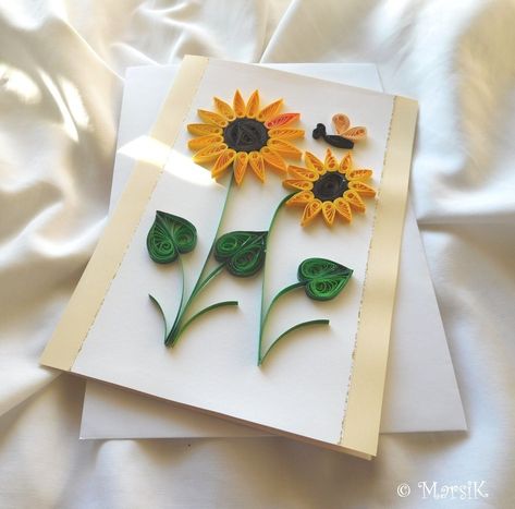 Quilled Sunflowers, Quilling Cards, Origami Art, Paper Quilling, Making Ideas, Origami, Card Making, Quick Saves, Art