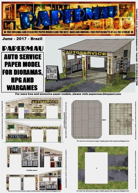 PAPERMAU: Easy-To-Build Auto Service Paper Model For 1/64 Scale Miniaturesby Papermau - Download Now! Free Paper Models 1/64 Scale, Paper Diorama Templates Free Printable, 1/64 Scale, 1/64 Diorama Printable, Diorama 1:64 Paper Models, 1/64 Scale Diorama, Papercraft Printable Free Paper Models, 1/64 Diorama, Free Paper Models Printable Templates