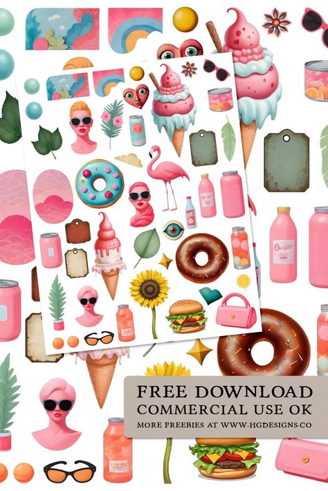 Free Download: Digital Printable Jpg Collage Sheet – HG Designs Free Collage Printables, Collage Printables, Pink Cowboy Boots, Free Collage, Printable Collage Sheet, Retro Stripes, Digital Collage Sheets, Shabby Chic Style, Collage Sheet