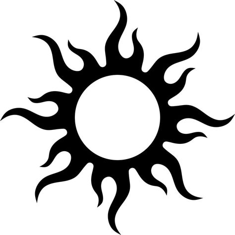 Japanese Sun Tattoo Design, Sun Symbol Design, Dark Sun Tattoo, Sun Stencil, Outline Stencil, Free Printable Stencils, Printable Outline, Wing Tattoo Men, Printable Stencils