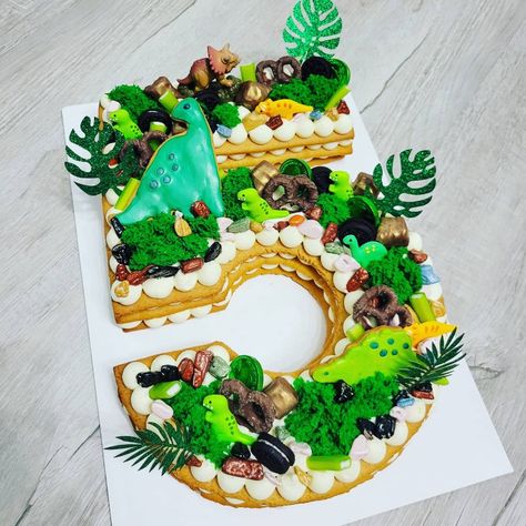 Dinosaur Cakes For Boys, Number 5 Cake, Number 4 Cake, Monkey Birthday Cakes, Dinosaur Birthday Party Food, Cars Theme Cake, Alphabet Cake, Number Birthday Cakes, Cake Designs For Kids