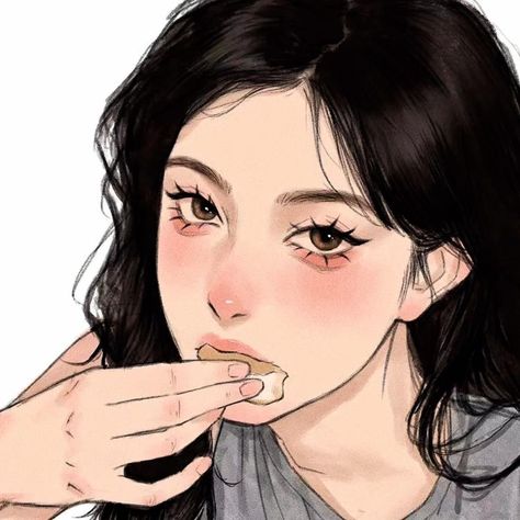 artist ID: 419234690 Cute Human Drawings, Short Hair Anime, Random Anime Icons, Korean Illustration, Painting Graphic Design, Group 8, Cute Human, Anime Woman, Insta Icon