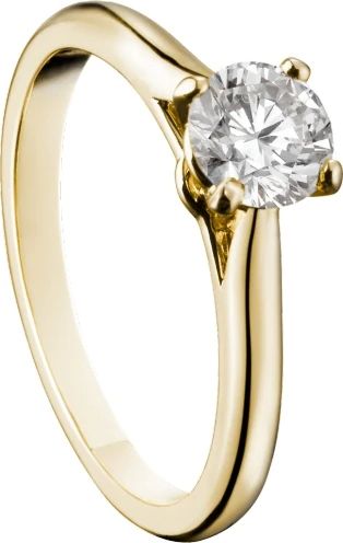 CRN4235100 - 1895 solitaire ring - Yellow gold, diamond - Cartier Diamond Promise Rings, White Gold Wedding Bands, Round Diamond Engagement Rings, Pink Ring, Timeless Jewelry, Cartier Ring, Ring Collections, Ring Ring, White Ring