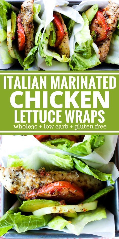 Breadless Sandwich, Italian Marinated Chicken, Lettuce Wraps Recipe, Chicken Lettuce Wraps Recipe, Lettuce Wrap Recipes, Boiled Egg Diet Plan, Resep Diet, Chicken Lettuce Wraps, Whole30 Recipes