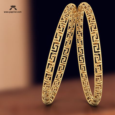 Papilior - The perfect destination for designer Gold Bangles | Styles At Life Latest Gold Bangles, Gold Necklace Design, Plain Gold Bangles, Women Gold Pendant, Jewellery Bangles, Beauty Of Simplicity, Gold Bangles For Women, Gold Bangle Set, Bangles Design