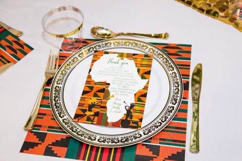 Umembeso Decor Table Settings, Umembeso Decor, African Theme Party, African Wedding Theme, African Inspired Wedding, Coming To America, African Theme, Welcome Table, Welcome Card