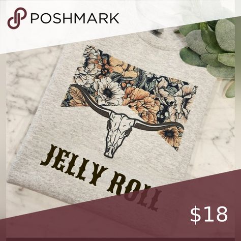 Jelly roll shirt floral bull skull cute popular trending country Jelly Roll Tshirts, Dolly T Shirt, Dolly Tshirts, Dolly Graphic Tee, Blue Frenchie, Gardening Shirts Funny, Wonder Woman Shirt, Short Sleeve Graphic Print T-shirt For Rodeo, Brown Tshirt