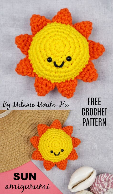 Crochet Sunshine Pattern, Crochet Sun Amigurumi Free Pattern, Crochet Sun Tutorial, Crochet Sun Keychain Free Pattern, Sun Amigurumi, One Hour Amigurumi, Crochet Sun Amigurumi, Crochet Sun Pattern Free, Sunshine Crochet