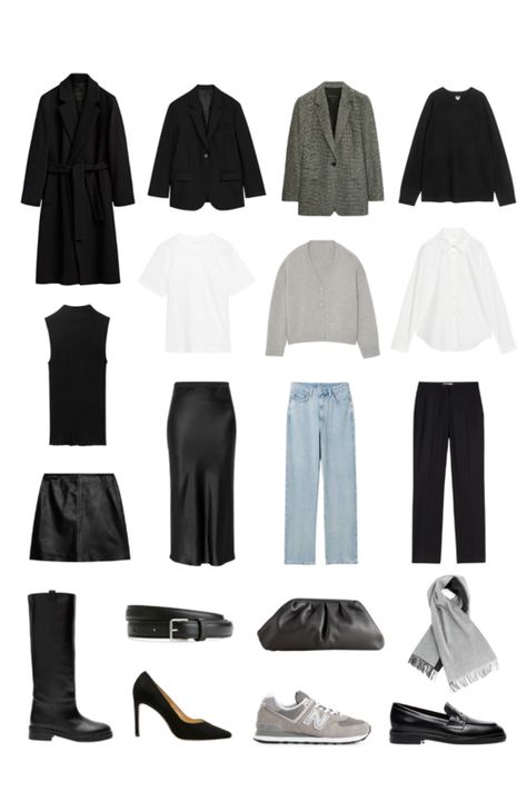 Black Capsule Wardrobe, Chic Capsule Wardrobe, Capsule Wardrobe Casual, Capsule Wardrobe Minimalist, Neutral Capsule Wardrobe, Classic Capsule Wardrobe, Capsule Wardrobe Outfits, Fashion Capsule Wardrobe, Winter Capsule Wardrobe