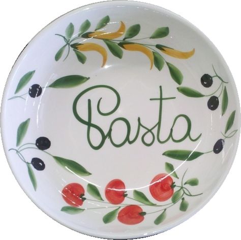 Pottery Painting Pasta Bowl, Pasta Bowl Design, Pasta Bowls Pottery, Italian Pasta Bowls, Pottery Pasta Bowls Handmade, Pasta Recepies, Hand Painted Pasta Bowl, Ceramic Cafe, Pasta Plates