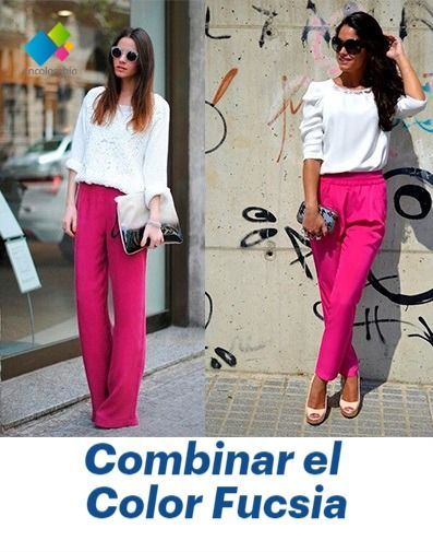 Si eres fanática del color fucsia, ha llegado el momento que empieces a usarlo de las mejores maneras sin que te veas extravagante. Este tono ha acompañado nuestros outfits siendo tendencia, años tras años. Si tienes una prenda de este color guardada y has deseado ponértela, pero no tiene ideas, en este post te contamos cómo puedes combinar el fucsia y llevarlos en tus mejores looks. Cómo combinar el fucsia en tu ropa Color Fucsia, Fan, Pants, Beauty, Color, Trousers