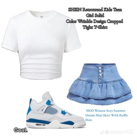 School Outfits Senior Year, Back To School Outfits Senior Year, Style A Blue Shirt, Outfits Ideas Skirt, Pink Outfits Ideas, Blue And White Outfits, Cute Highschool Outfits, Teen Swag Outfits, Fitness Wear Outfits