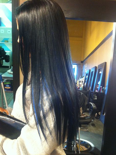 Blue Hair Highlights, Black Women Hair, Weave Hair, Hair Streaks, Wigs Hair, Hair Stylies, Long Black Hair, Hair Dye Colors, Hair Inspiration Color