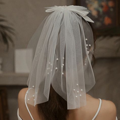 Wedding Veil Blusher, Elbow Veil, Cheap Wedding Veil, Short Veil, Blusher Veil, Wedding Bridal Veils, Veil Hairstyles, Bride Hair Accessories, Veil Brides