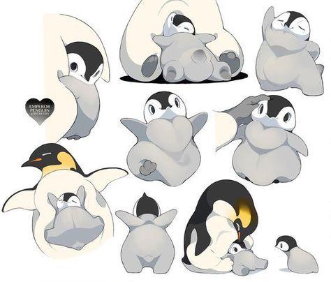 Penguin drawing reference pose Cute Penguin Art, Café Kitchen, Emperor Penguin, Nursing Homes, Creature Drawings, 캐릭터 드로잉, Kawaii Animals, Creature Concept Art, Animal Sketches