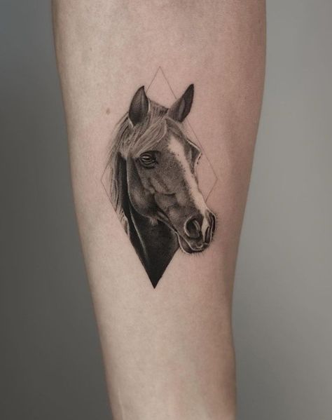 Mens Horse Tattoo, Horse Head Tattoo Design, Memorial Horse Tattoo, Horse Tattoo For Men, Horse Head Tattoo, 11:11 Tattoo Ideas, December Tattoo, Horses Tattoo, Small Horse Tattoo