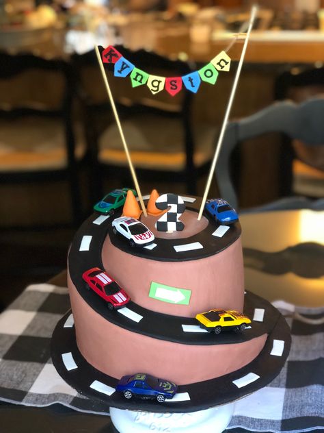 Race car cake Cars 3rd Birthday Party Cake, Two Fast Race Car Birthday Cake, Fast Car Birthday Cake, Diy Car Birthday Cake, Race Car Cake 3rd Birthday, Racetrack Birthday Cake, 2 Year Birthday Cakes, Race Car 2nd Birthday Cake, Two Fast Birthday Party Cake