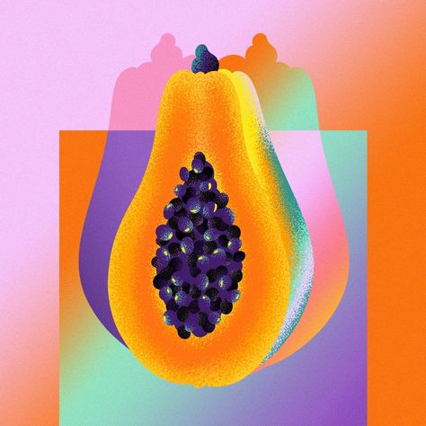 Illustration Projects, Fruit Illustration, Illustration Food, Gradient Design, Learning Design, Freelance Illustrator, Food Illustrations, الرسومات اللطيفة, Papaya