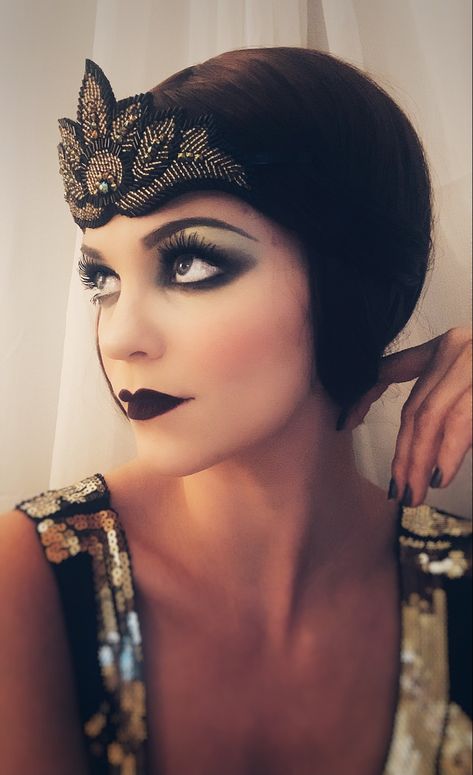 20s makeup vamp style 1920s Vamp Makeup, Great Gatsby Make Up, Flapper Makeup 1920s Gatsby Hair, 1920s Makeup Gatsby Roaring Twenties, 20s Flapper Makeup, 1920s Makeup Flapper, 1920 Makeup Gatsby, 20s Inspired Makeup, 20s Makeup Look