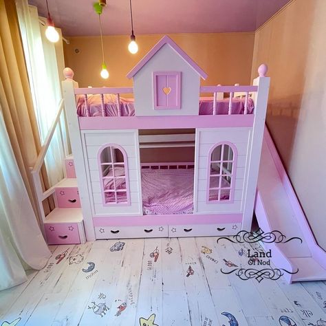 Bunk Beds For Girls, Princess Bunk Beds, Princess Kids Room, Bedroom Ideas Kids, Small Girls Bedrooms, Loft Beds For Small Rooms, Play Beds, Luxury Kids Bedroom, Bed For Kids