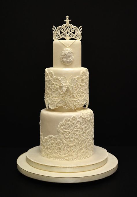 Bridal Headdresses, Cake With Royal Icing, Cameo Cake, Clementine Cake, Royal Icing Cakes, Icing Cake, Brides Cake, White Wedding Cakes, Cake Lace