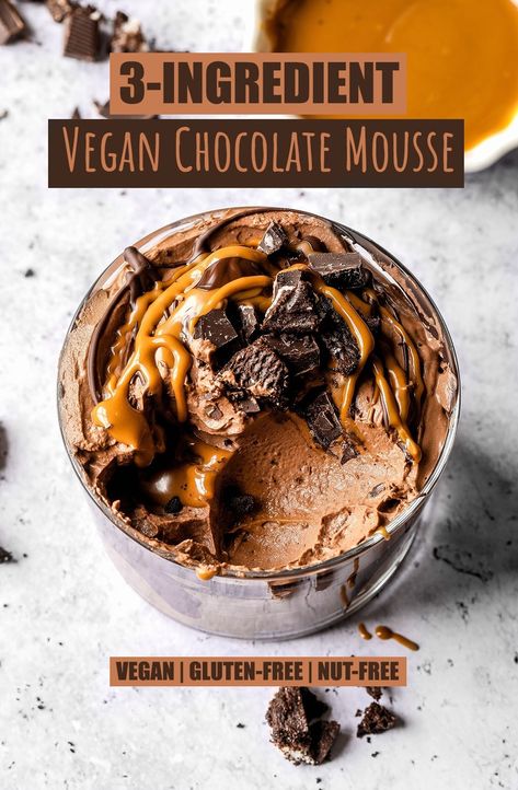 Vegan Tofu Chocolate Mousse (3 ingredients) Veg Desserts, Tofu Chocolate Mousse, Vegan Balls, European Desserts, Vegan Bars, Gluten Free Chocolate Recipes, Vegan Chocolate Mousse, Budget Living, Vegan Meat