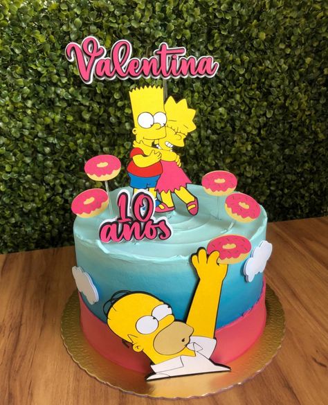 Ideia de bolo Bolo Simpsons, Simpsons Party, Ideas Fiesta, Twins 1st Birthdays, The Simpsons, 2nd Birthday, 1st Birthday, Cake Decorating, Party Ideas