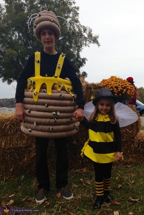 Honey Pot Costume Diy, Bee Hive Costume, Baby Bee Costume, Diy Bee Hive, Bee Costume Diy, Bee Costumes, Honey Costume, Diy Bee, 2015 Halloween Costumes