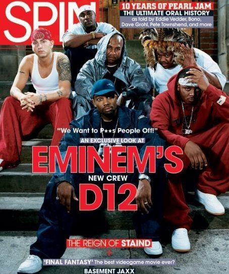 D12 Poster, 2000s Posters, Basement Jaxx, Eminem Poster, 17 Number, New Eminem, The Slim Shady, Spin Magazine, Eminem Photos