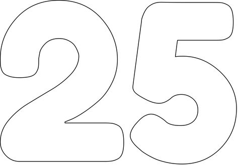 "25" stencil. Print, customize, or make your own free at RapidResizer.com #stencils #RapidResizer Free Stencil Maker, Stencil Print, Numbers Printable, Stencil Maker, Stencils For Painting, Number Stencils, Printable Alphabet, Free Stencils, Printable Numbers